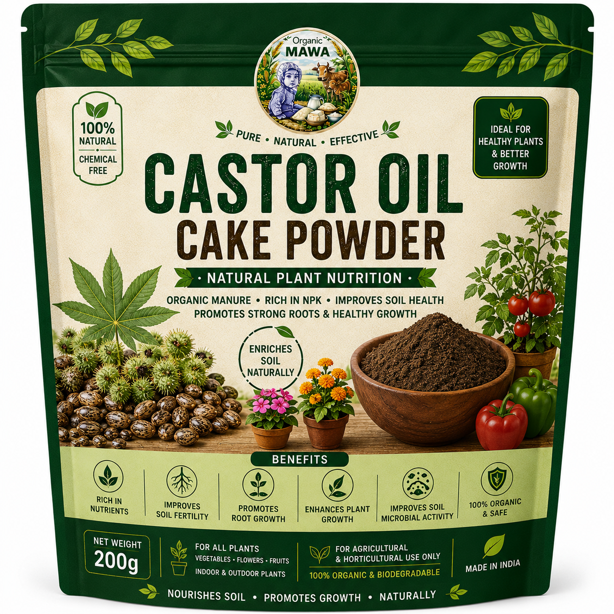 Castor Oil Cake Powder