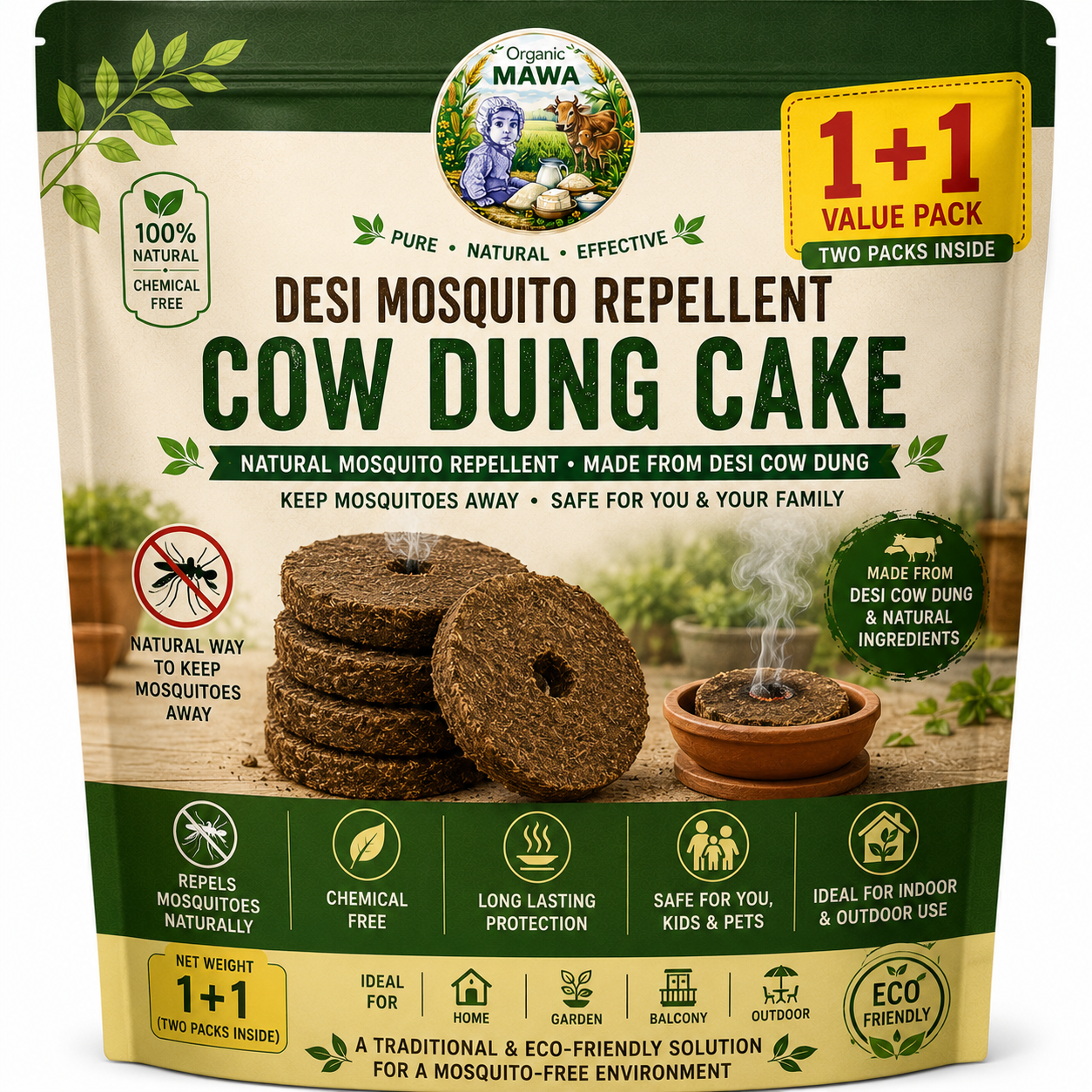 Desi Mosquito Repellent Cow Dung Cake